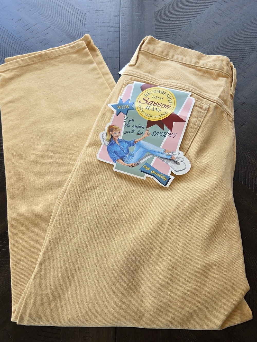 NWT Vintage 80s SASSON High Waist Mom Jeans Yellow Cotton Plus 20 Tapered